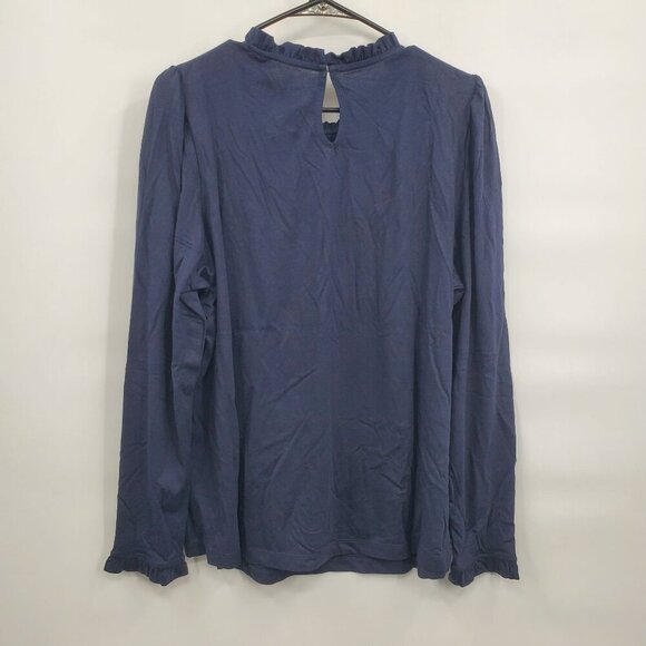 Boden Supersoft Frill Detail Top Women Size 16 / 18 NWT Long Sleeve Blouse Navy - Picture 9 of 15